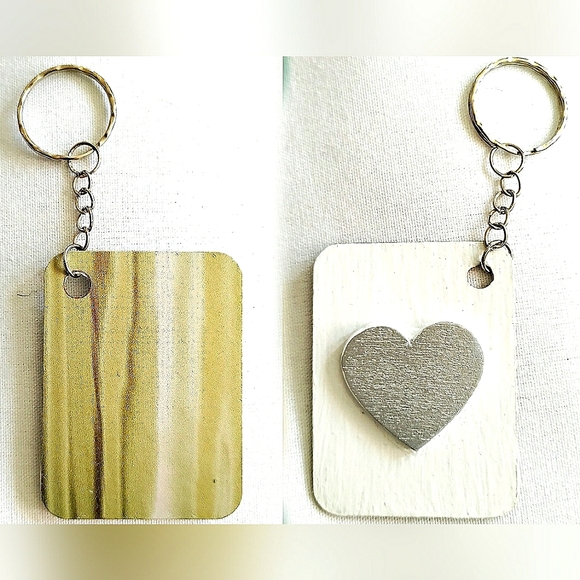 NEW Handmade Keychain Bag Tag! Italian Wood Art 01. "I LOVE My Bag" Wooden Heart - Picture 6 of 6